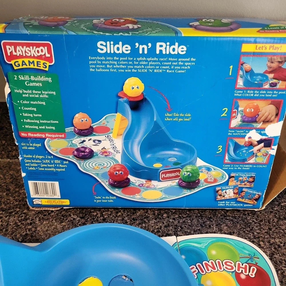 Vintage Playskool Slide 'N Ride Complete Preschool Board Game Color Counting
